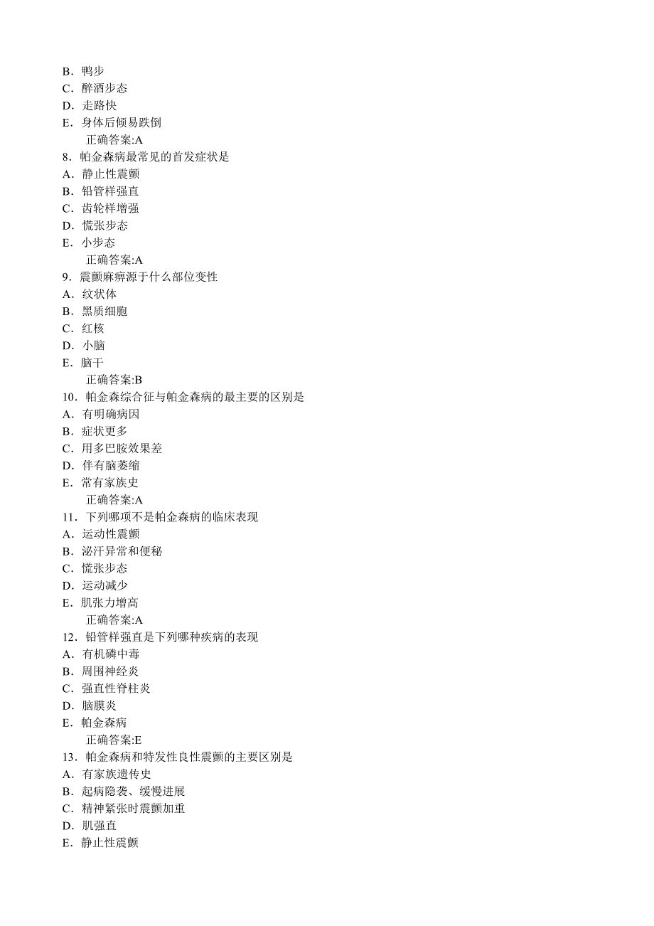 2012帕金森病(医学必看 试题带详细解析答案)_第2页