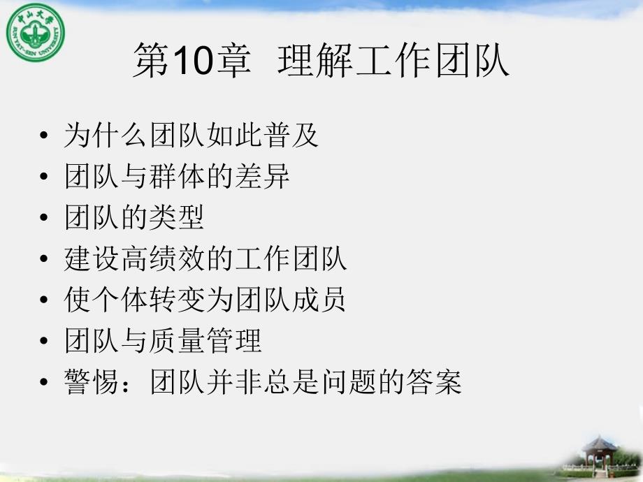 组织行为学第10章理解工作团队_第1页