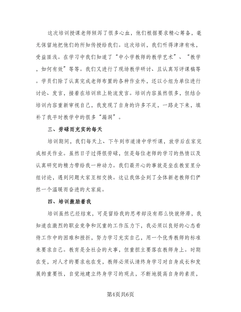 2023新进教师岗前培训心得体会总结标准范文（3篇）.doc_第4页