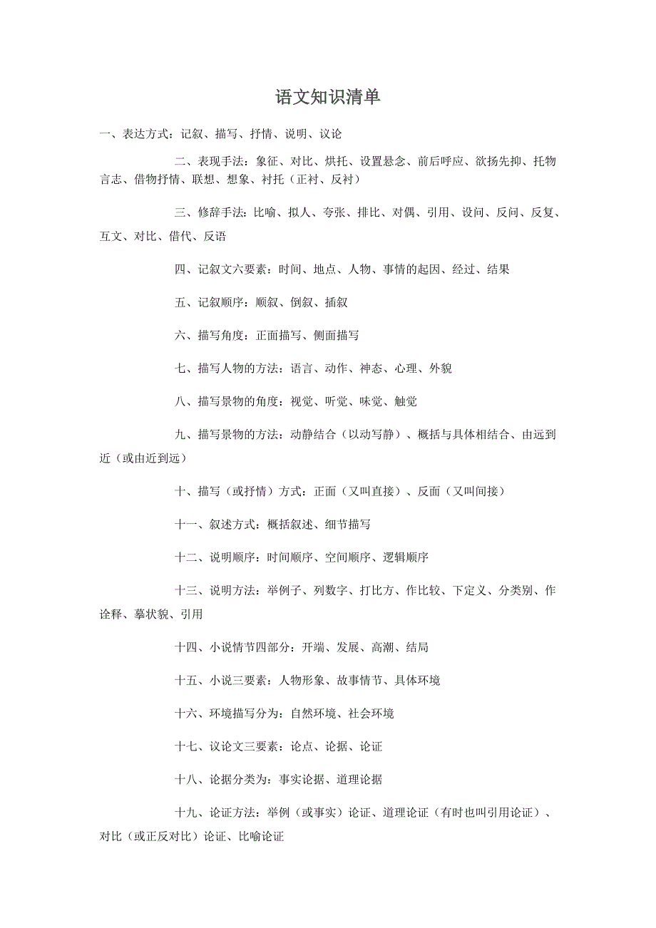 语文知识清单 (2)_第1页