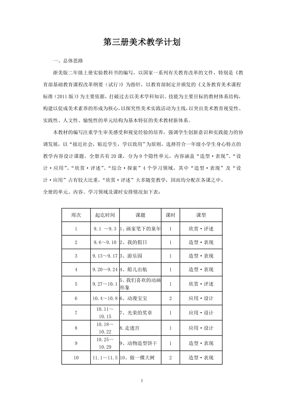 浙美版小学美术二年级上册教案　全册_第1页