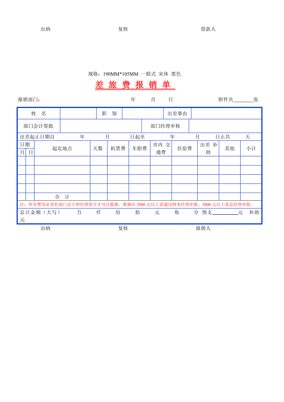 费用报销单表格_第2页