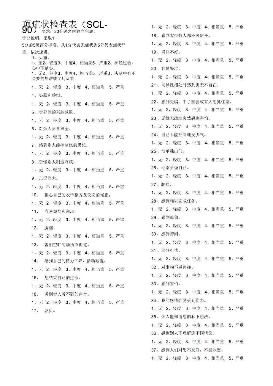 90项症状检查表_第1页