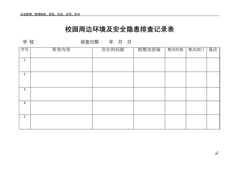 校园周边环境及安全隐患排查记录表_1_第2页