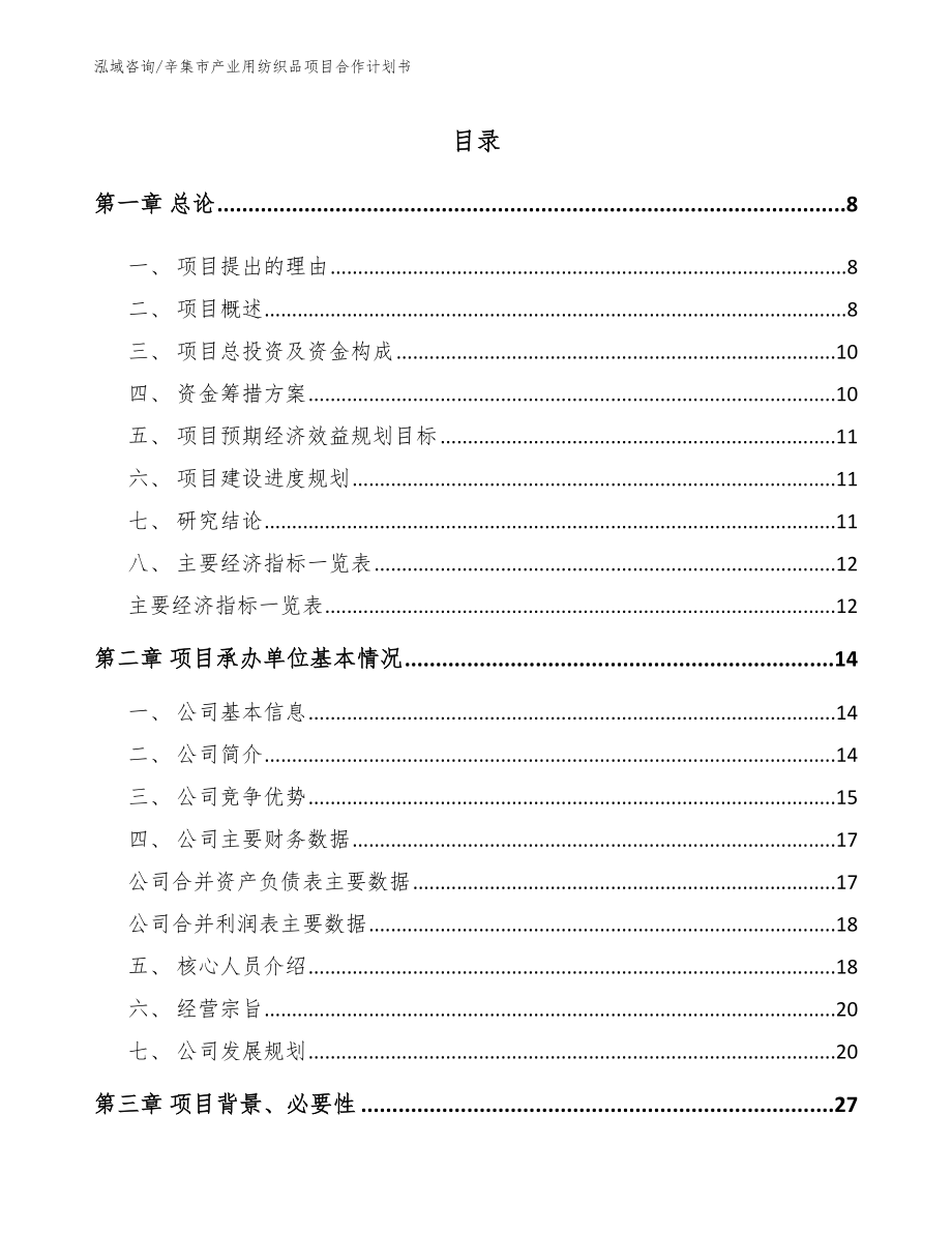 辛集市产业用纺织品项目合作计划书_第2页