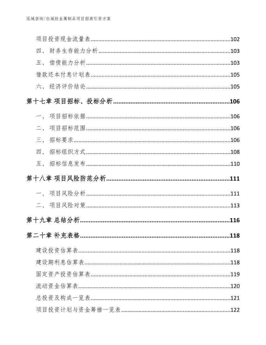 白城钽金属制品项目招商引资方案参考模板_第5页