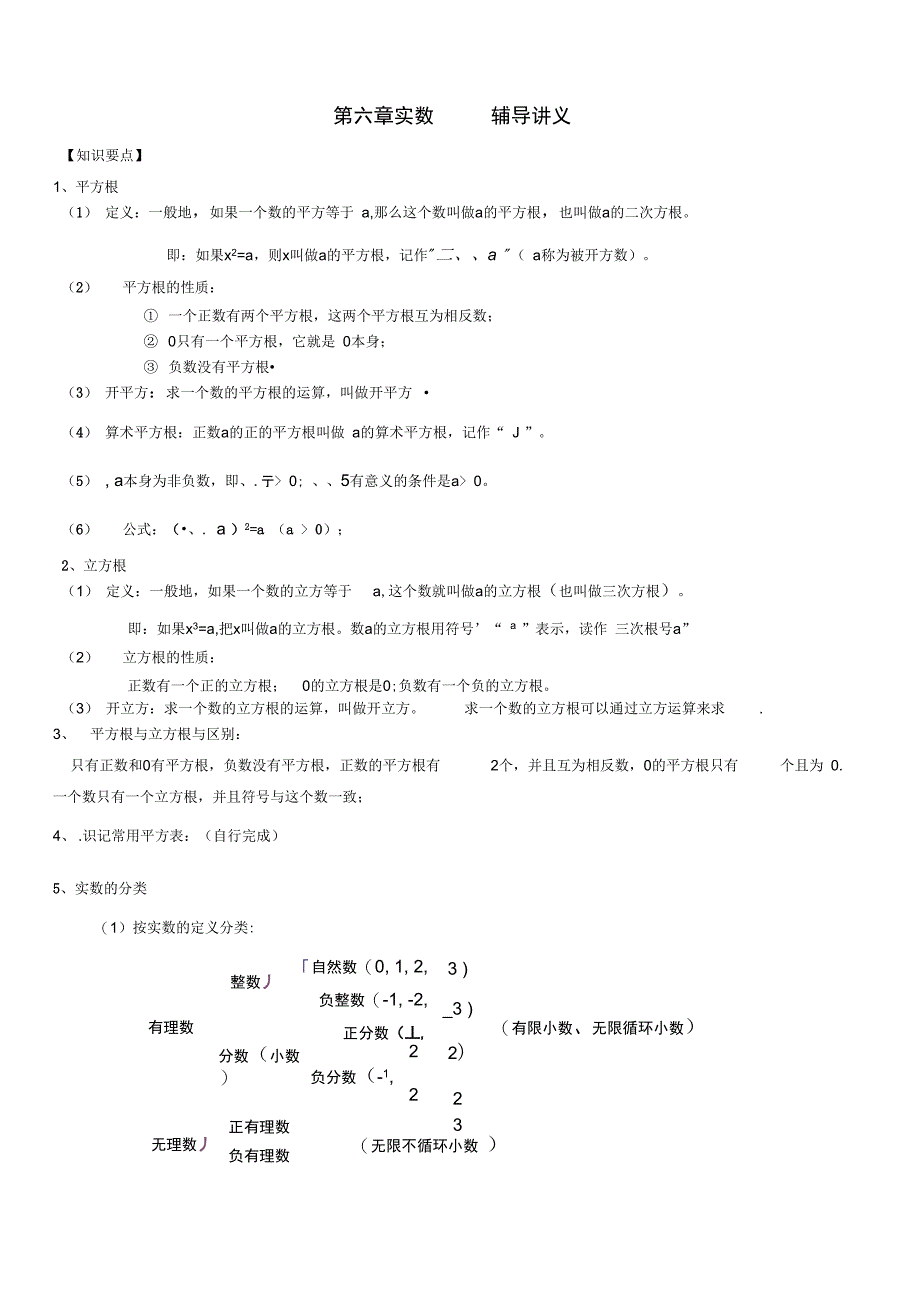 最新七下实数辅导讲义(一)终极版资料_第1页