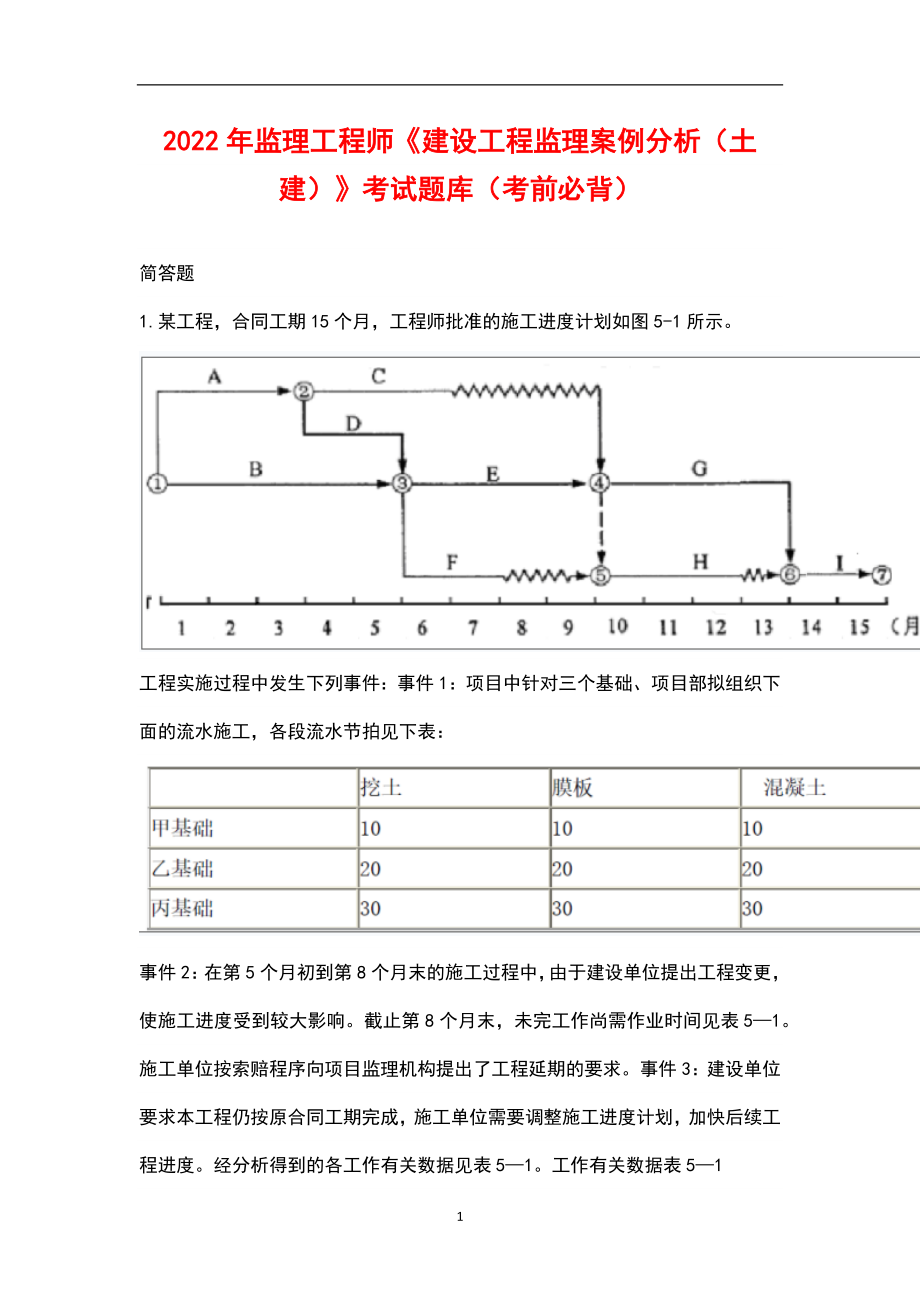 2022年监理工程师《建设工程监理案例分析（土建）》考试题库（考前必背）_第1页