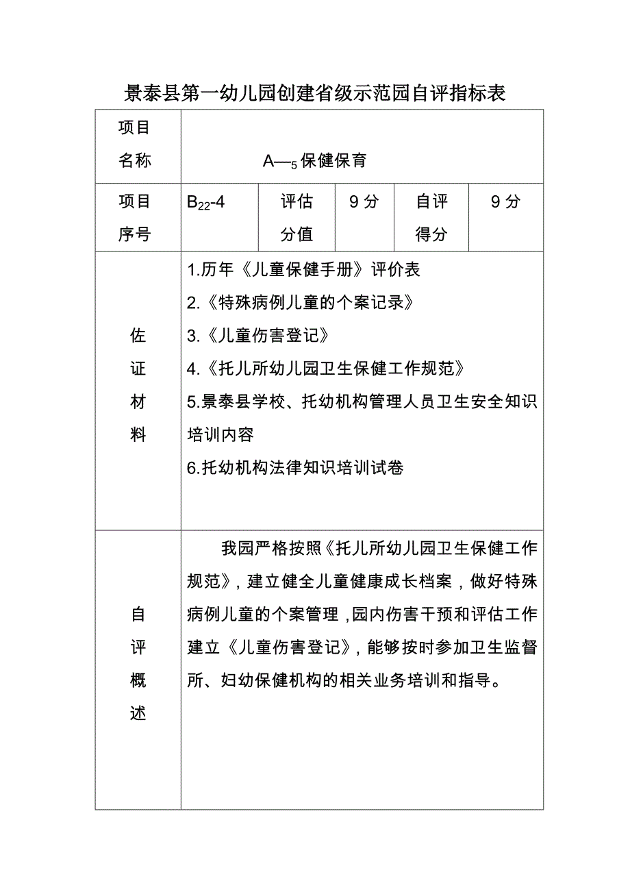 景泰县第一幼儿园创建省级示范园自评指标表3_第2页