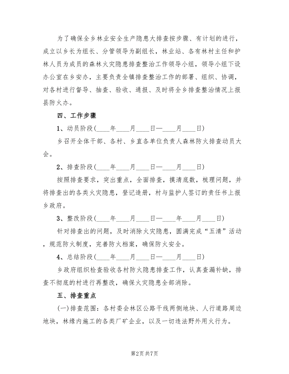 2022年森林火灾隐患排查整治方案_第2页