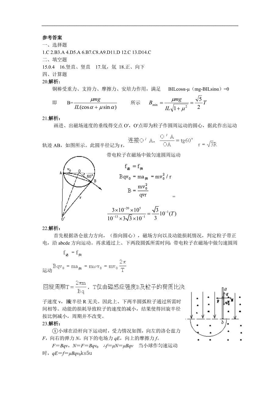 福建省永春第二中学高三物理高考复习专题磁场专题.doc_第5页