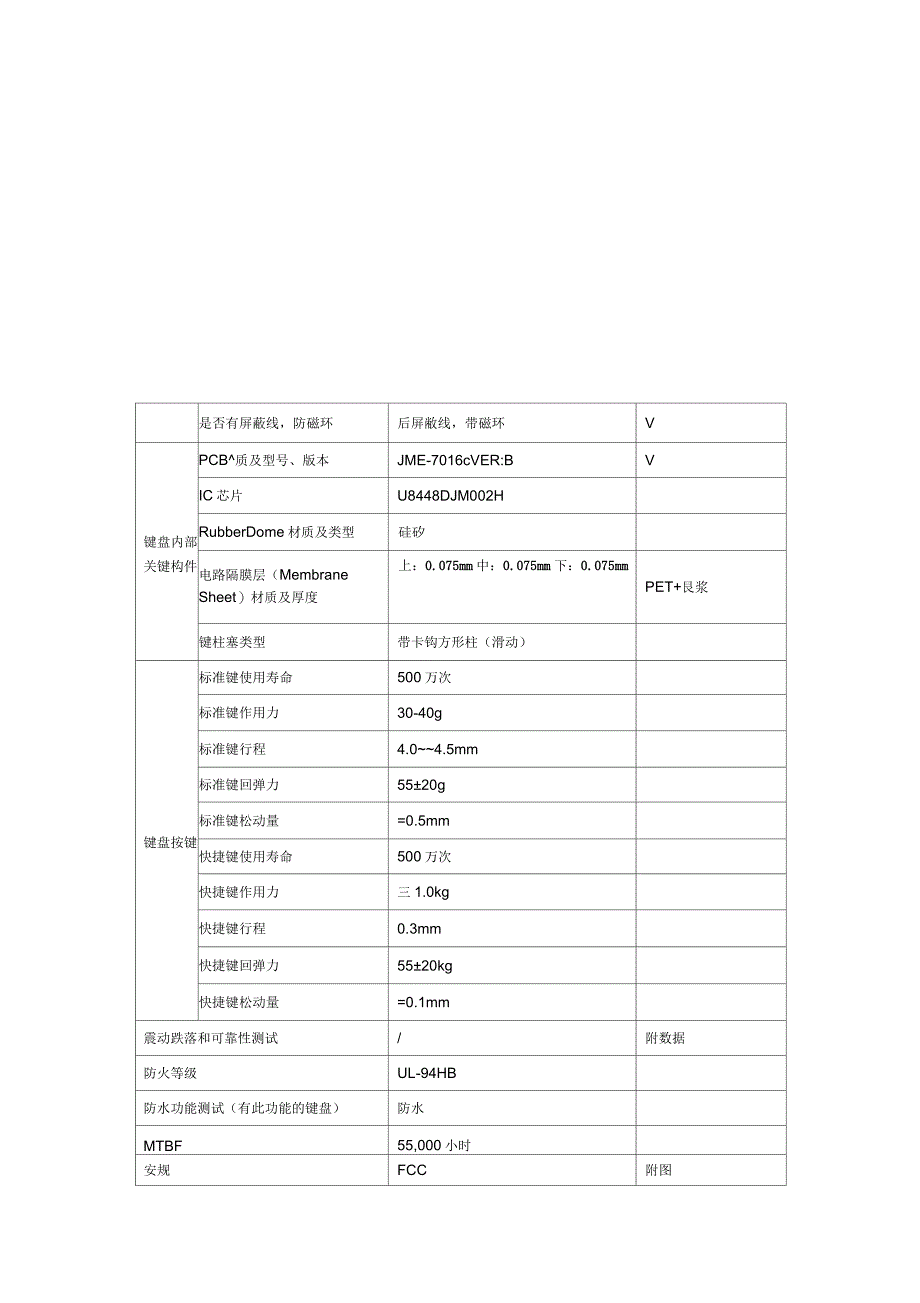 精模JME-7016C键盘部件规格书_第4页