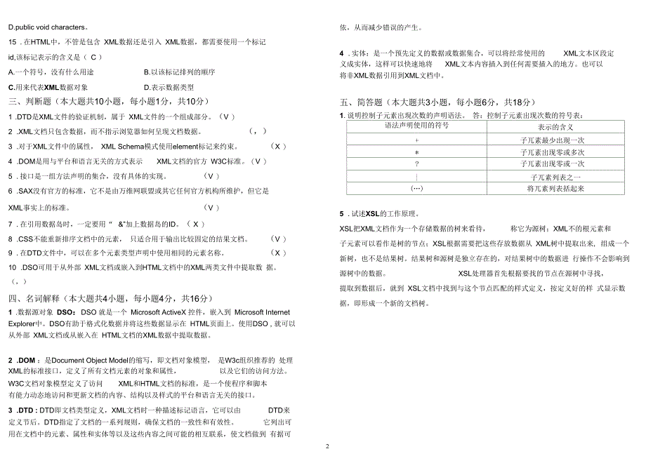 -XML开发技术-试卷_第2页