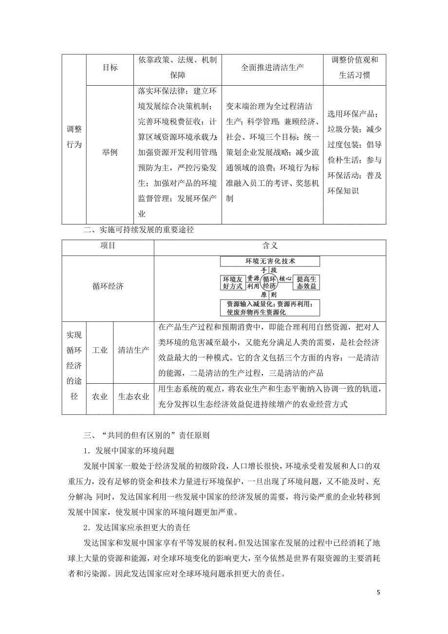 高中地理第四章人类与地理环境的协调发展第三节通向可持续发展的道路教学案中图版必修2.doc_第5页