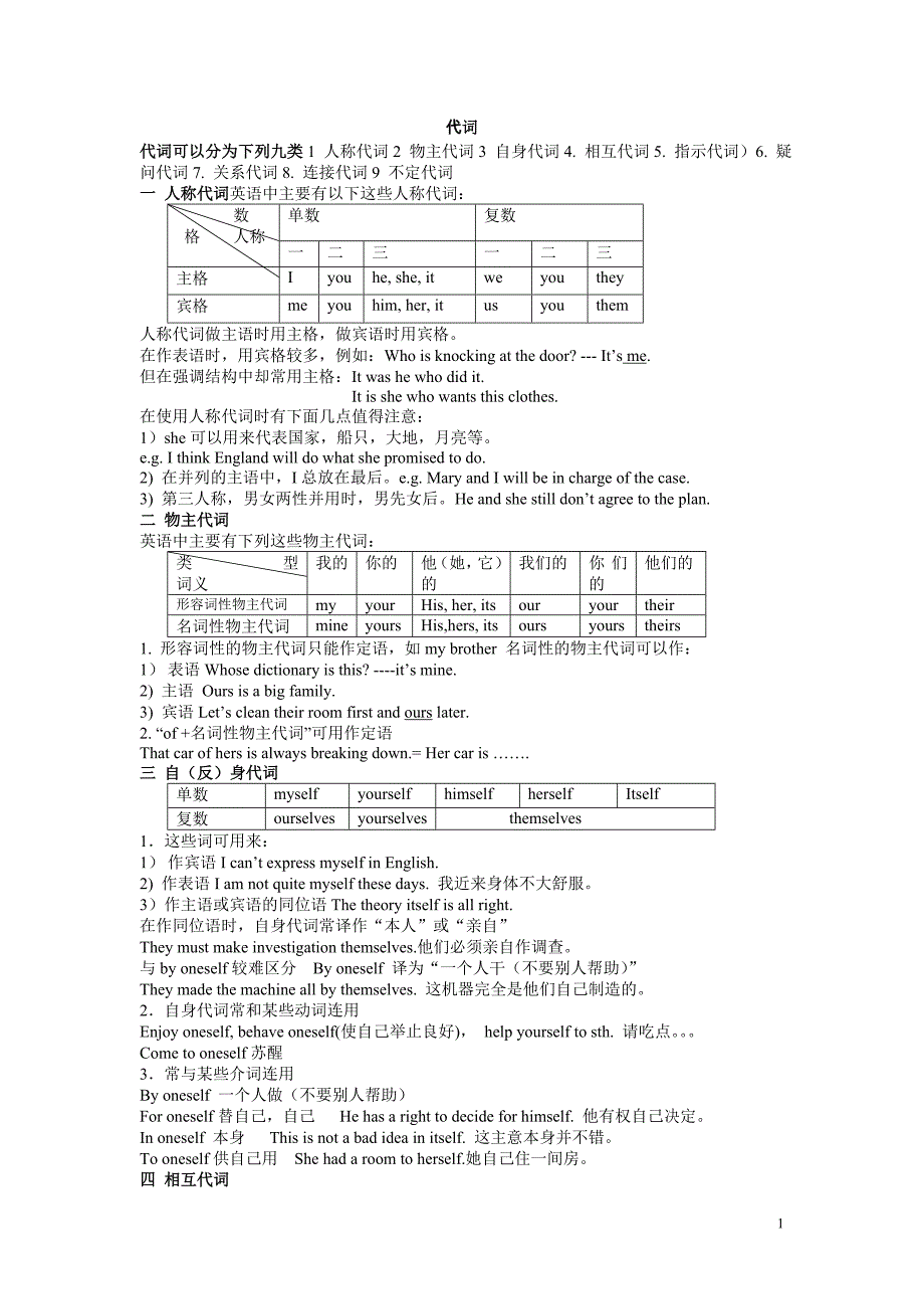 高中英语代词讲解与练习(附答案).doc_第1页