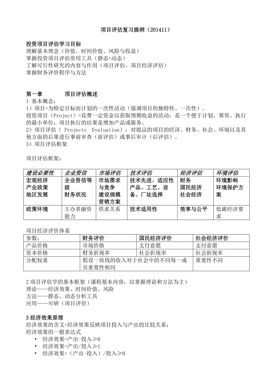 项目评估复习总结_第1页