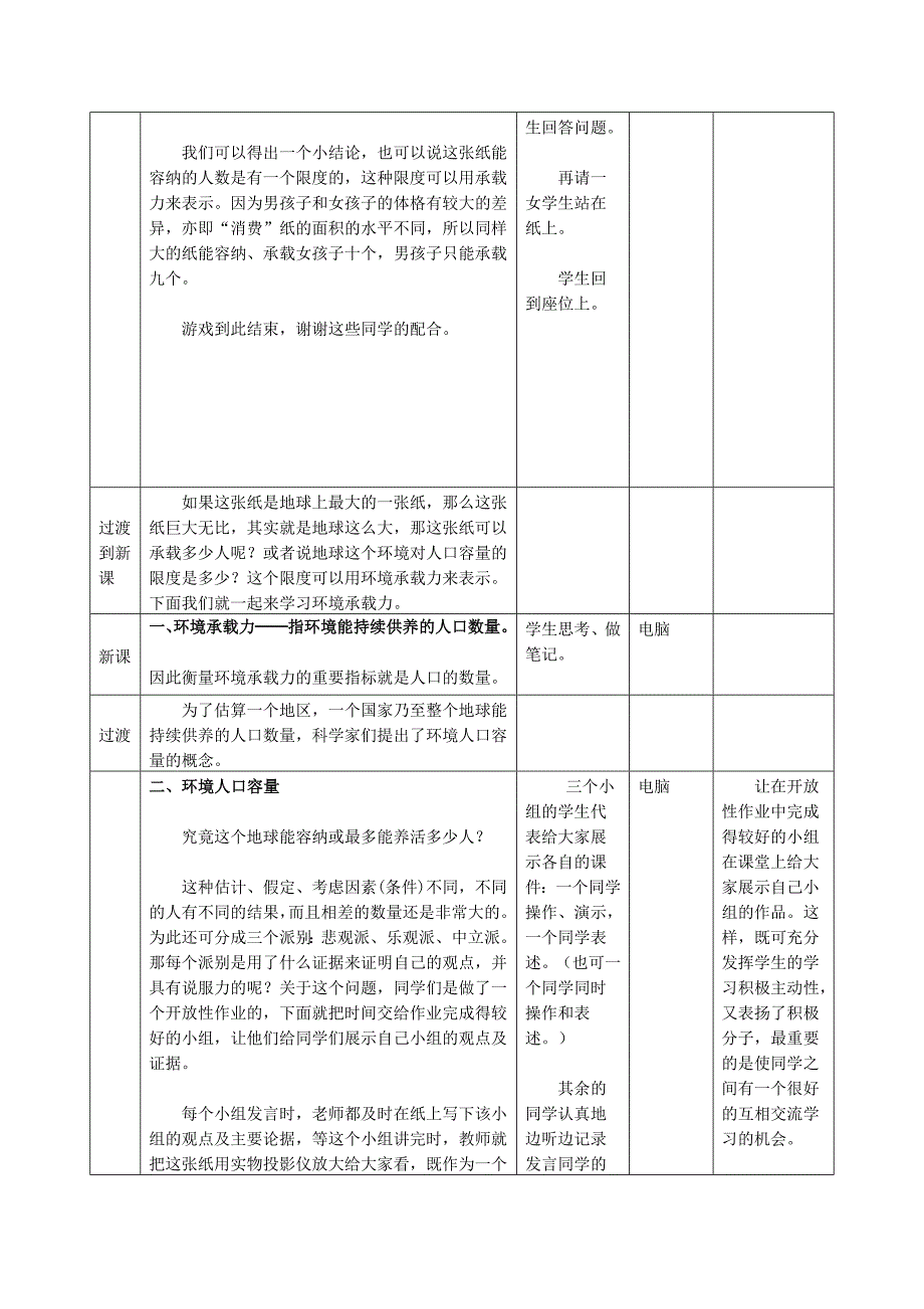 人口的合理容量-教学设计(共6页)_第3页