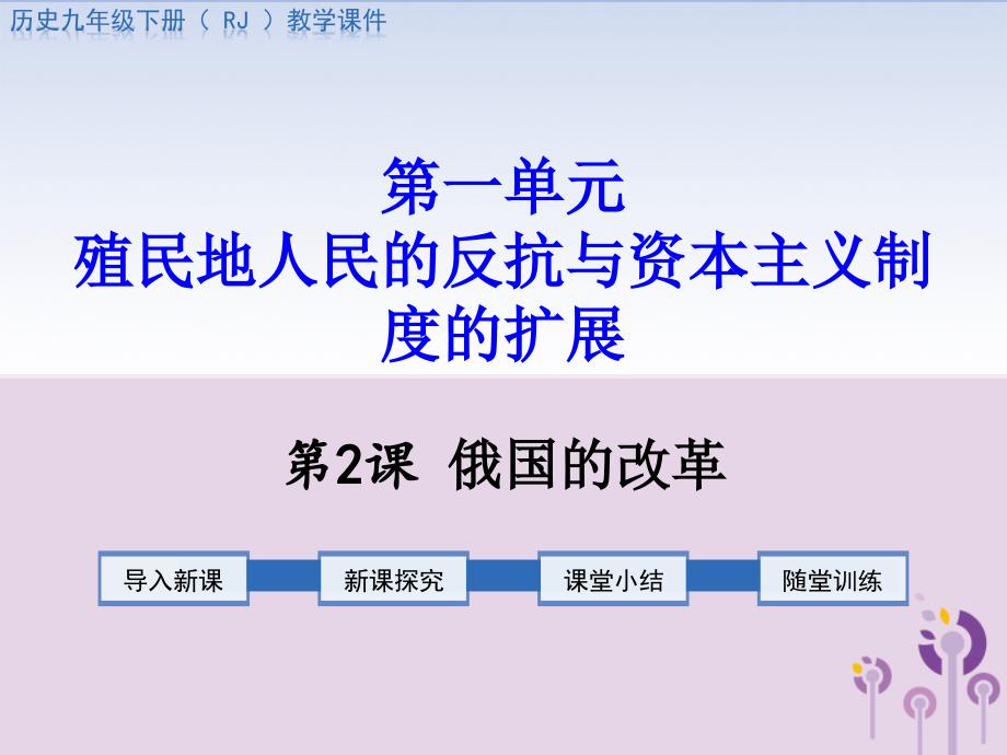 春九年级历史下册 第一单元 殖民地人民的反抗与资本主义制度的扩展 第2课 俄国的改革教学课件 新人教版_第1页