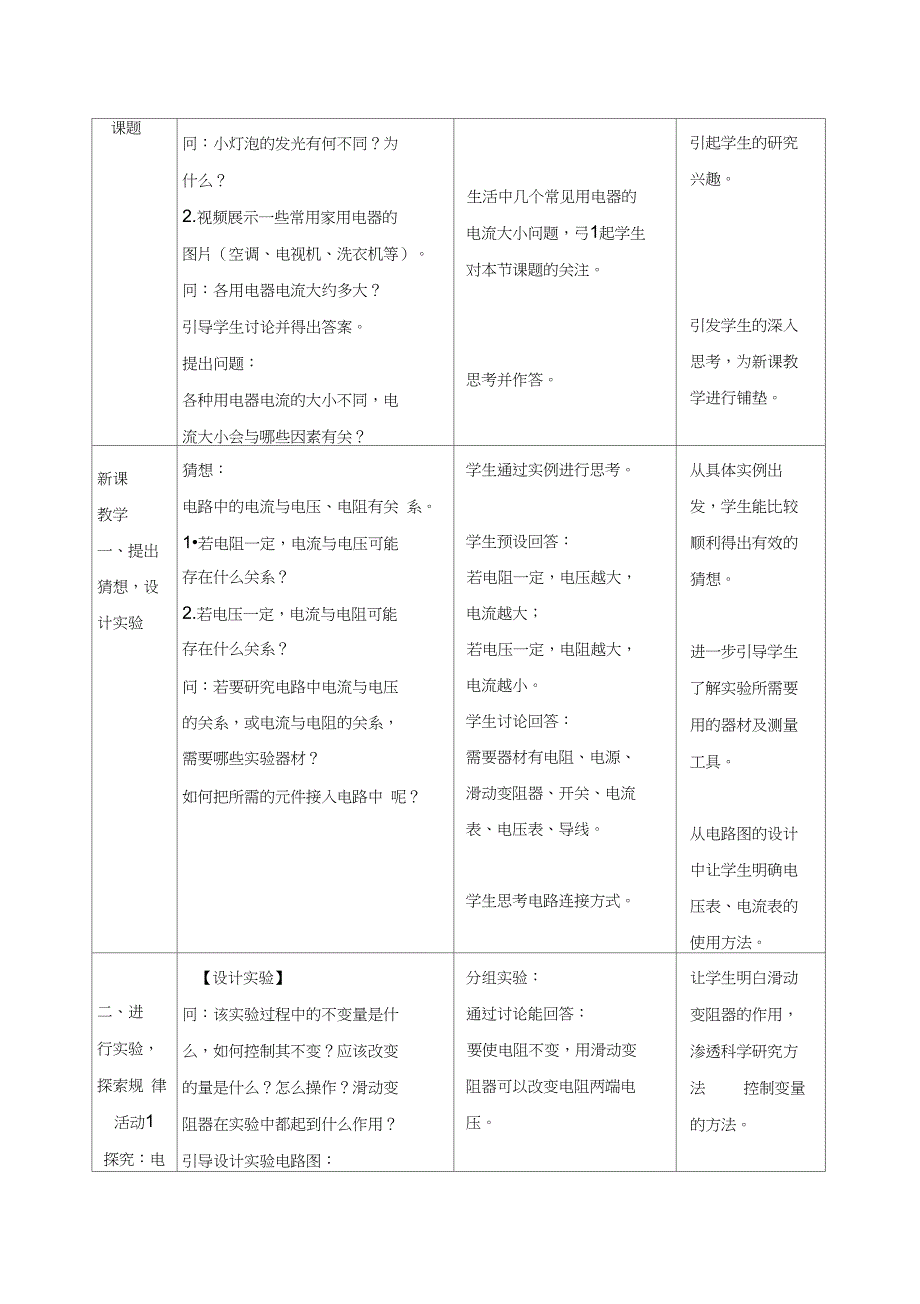 电流与电压和电阻的关系(教学设计)罗巧玲_第2页