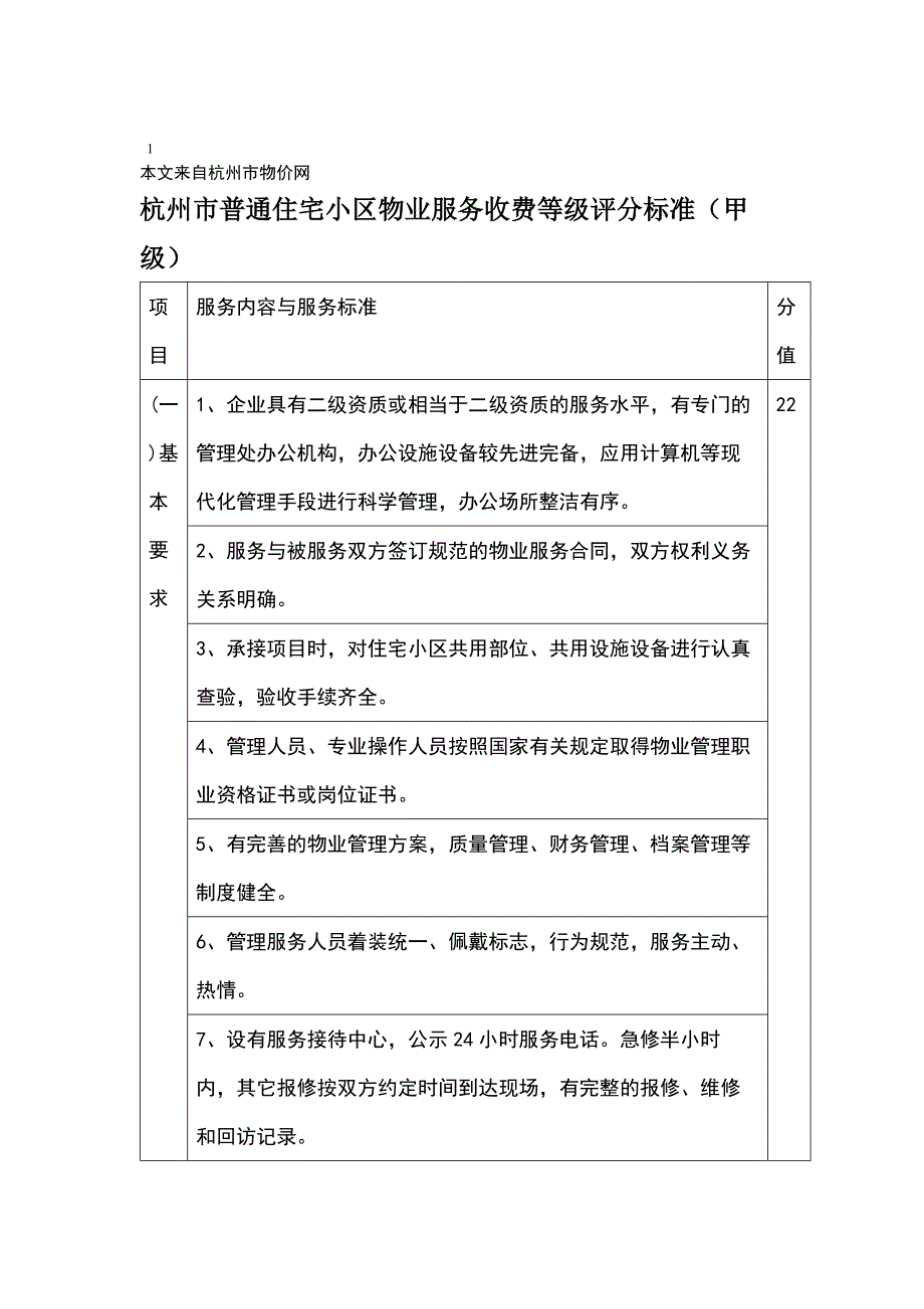 杭州市物业服务等级划分_第1页