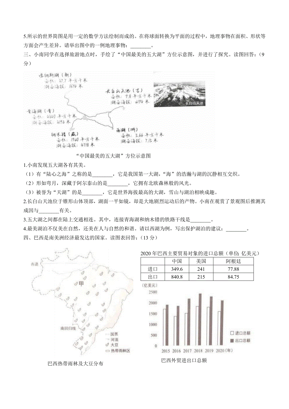 2021年上海市中考地理试题及参考答案_第2页