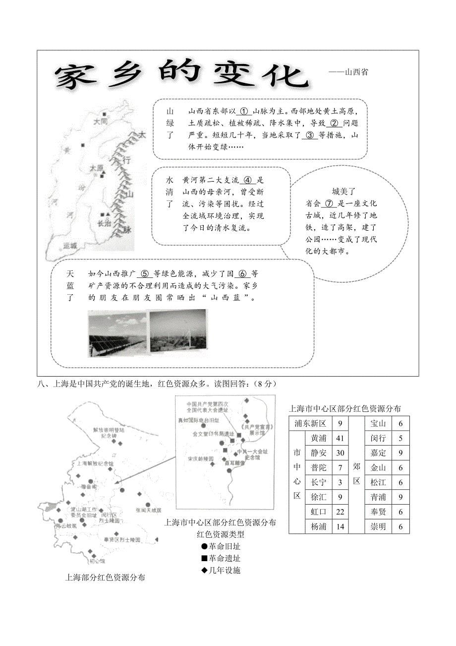 2021年上海市中考地理试题及参考答案_第5页