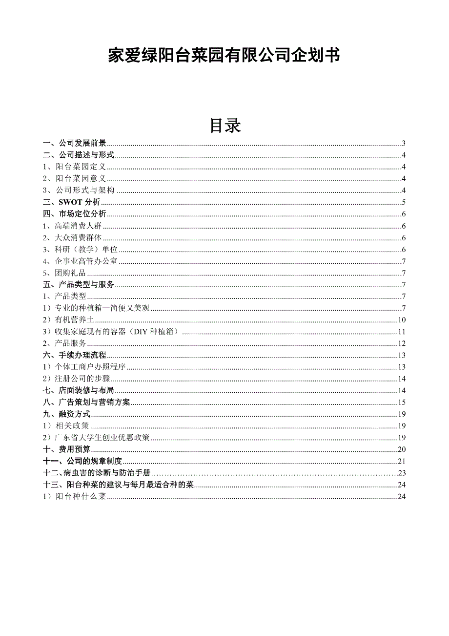 阳台菜园创业策划书_第1页