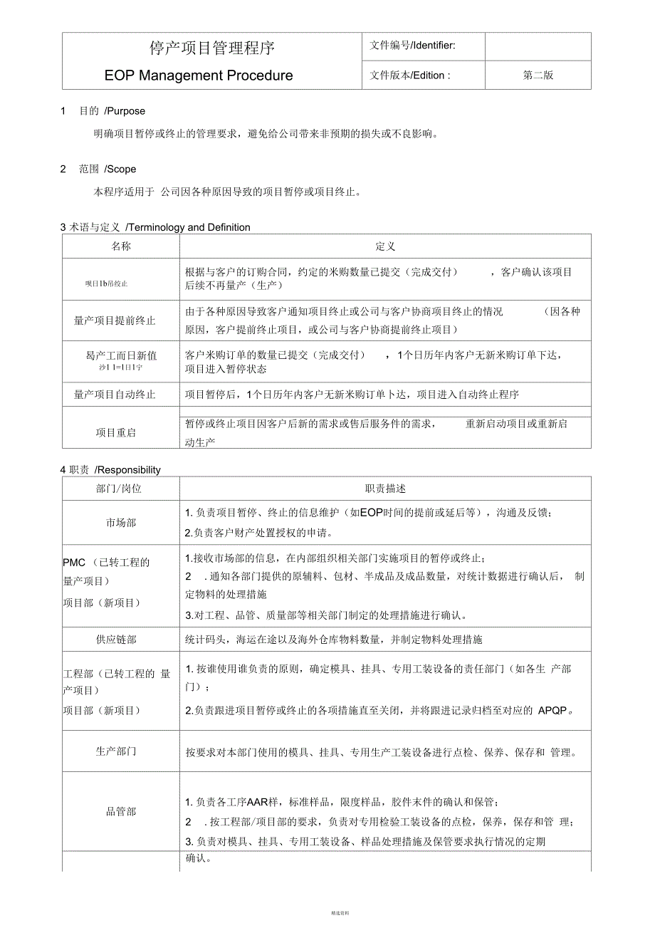 停产项目控制程序-第二版_第1页