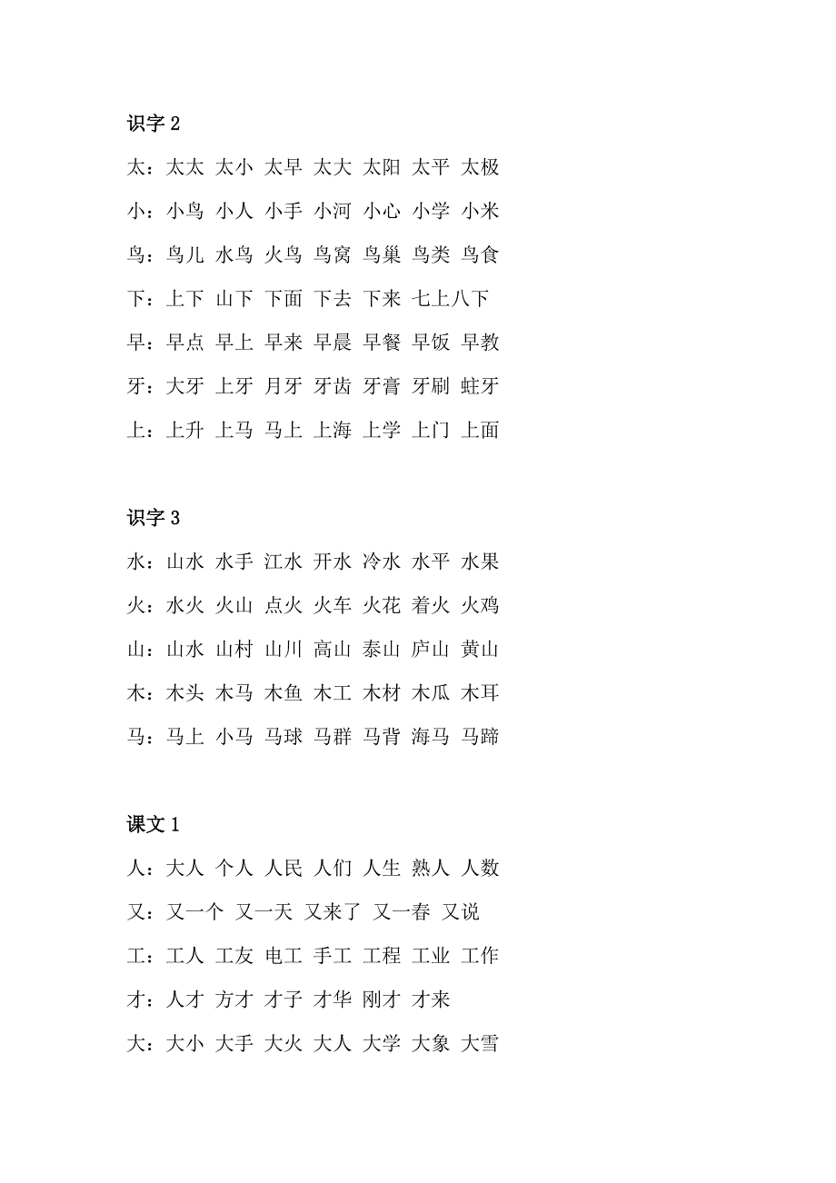 苏教版一年纪(上册)扩词_第1页