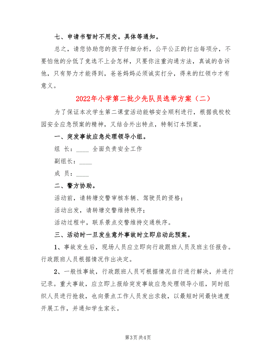 2022年小学第二批少先队员选举方案_第3页