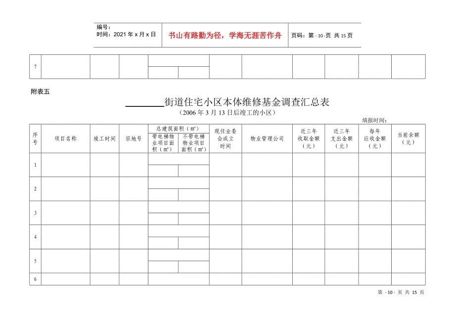 物业小区本体维修基金调查表_第5页