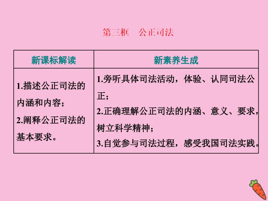 2019-2020学年新教材高中政治 第三单元 全面依法治国 第九课 全面依法治国的基本要求 第三框 公正司法课件 新人教版必修3_第1页