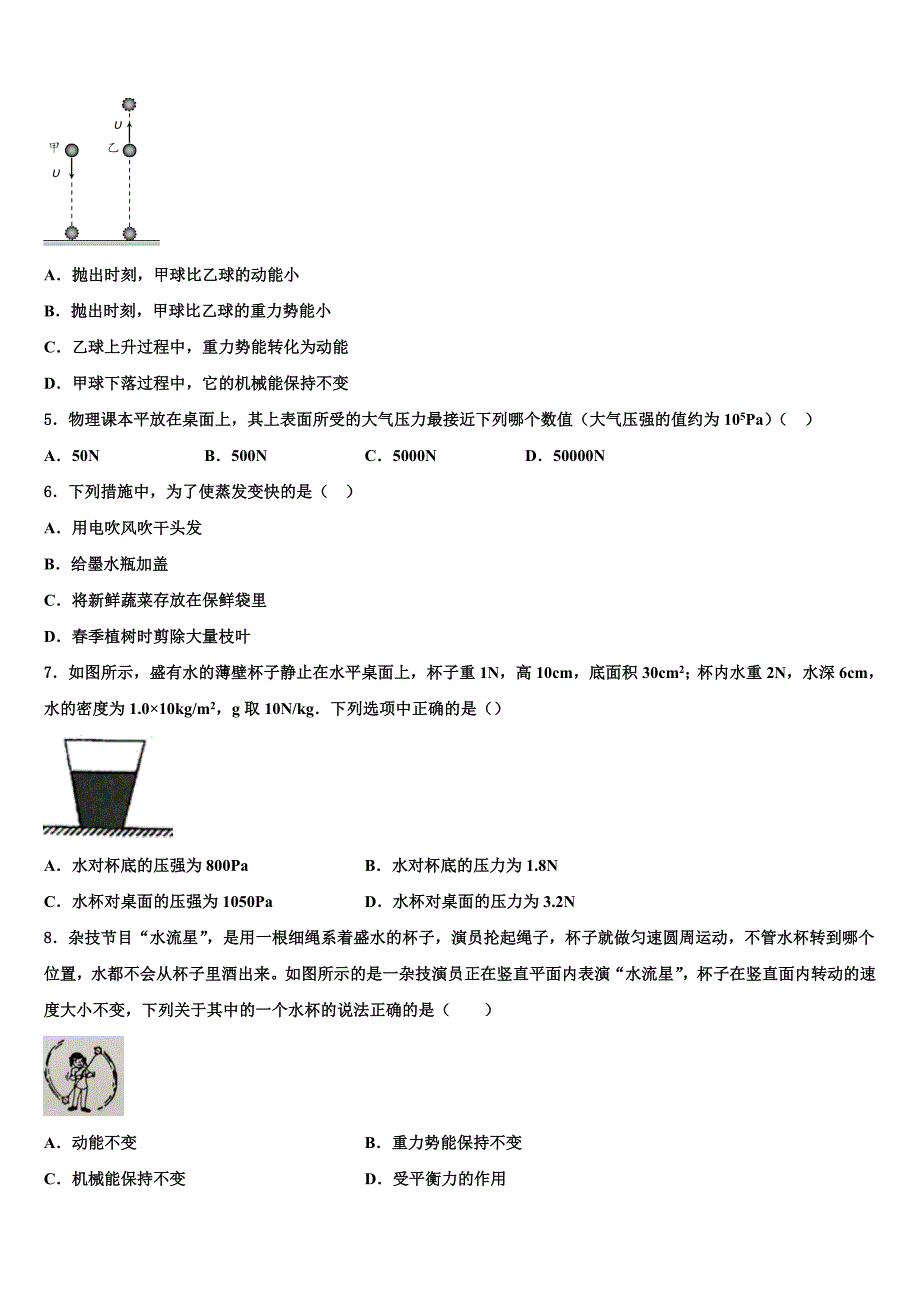 山东省潍坊市高密市2023学年物理八下期末学业水平测试试题（含解析）.doc_第2页