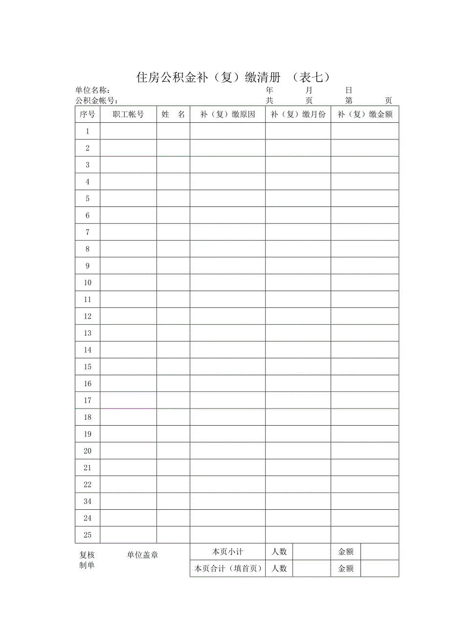 补缴清册(表七).doc_第1页