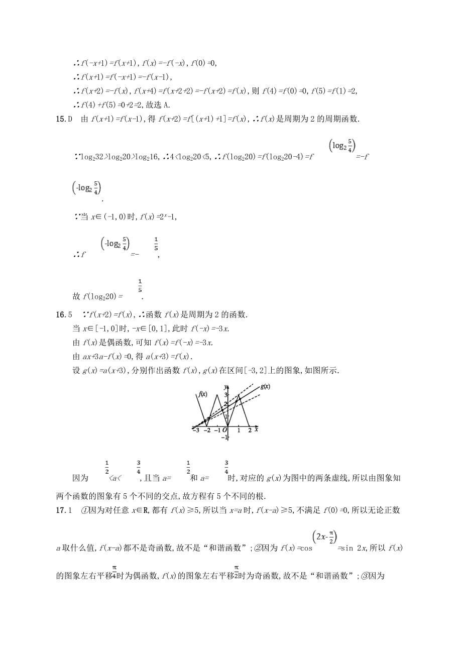 最新福建专用高考数学总复习课时规范练7函数的奇偶性与周期性文新人教A版03154112_第5页