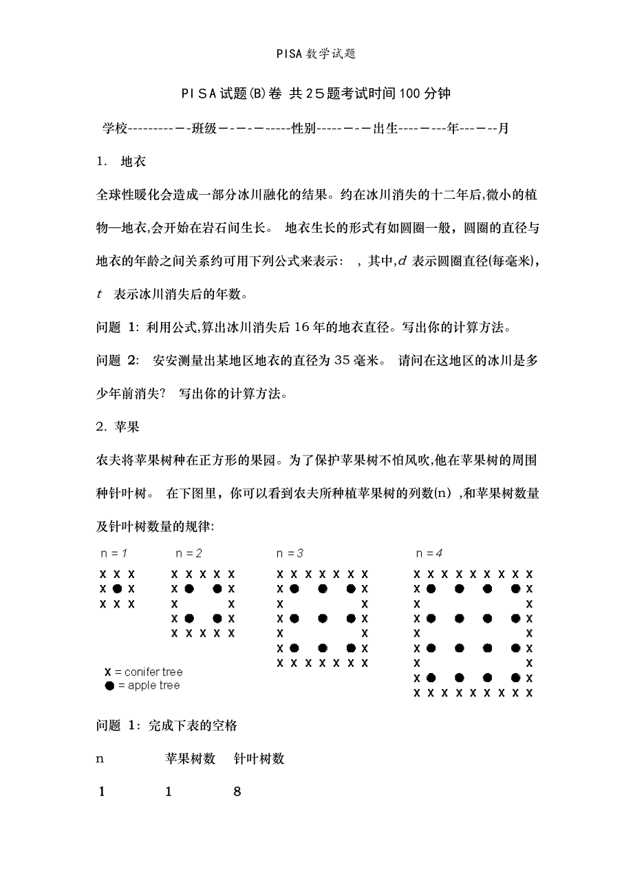 PISA数学试题_第1页