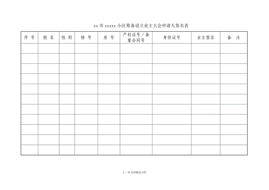 小区业主委员会的设立申请书全套资料_第2页