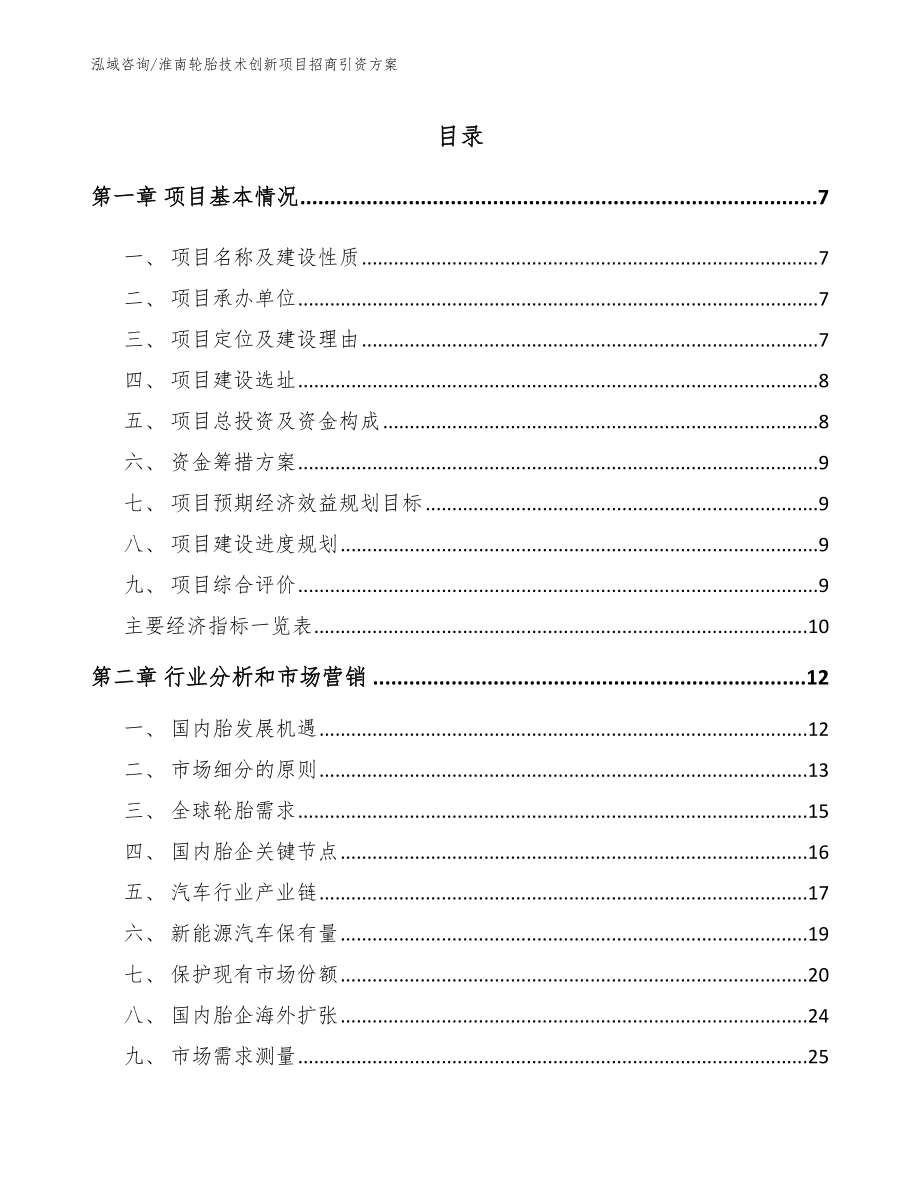 淮南轮胎技术创新项目招商引资方案模板范本_第2页