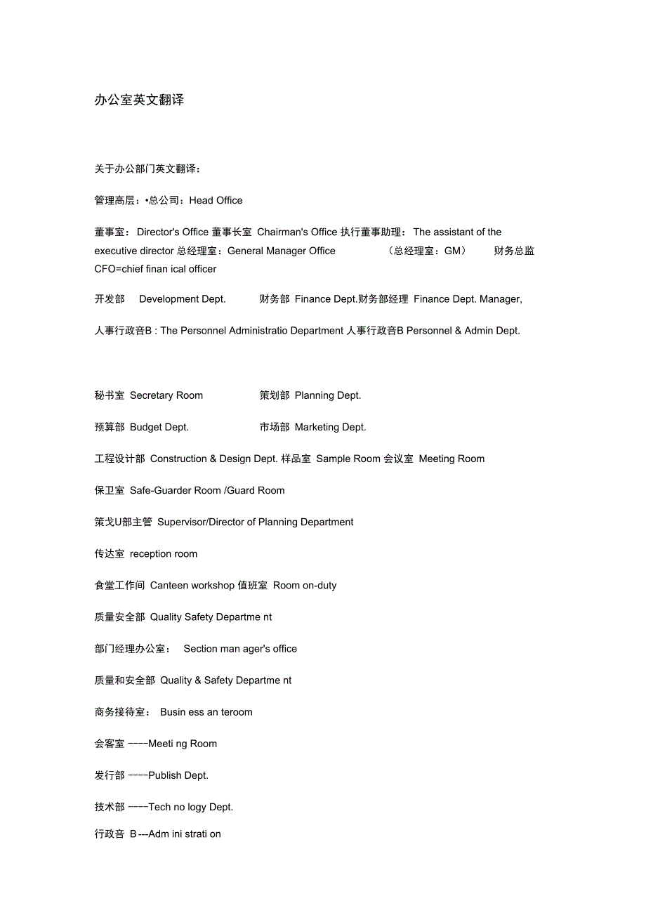 办公室英文翻译_第1页