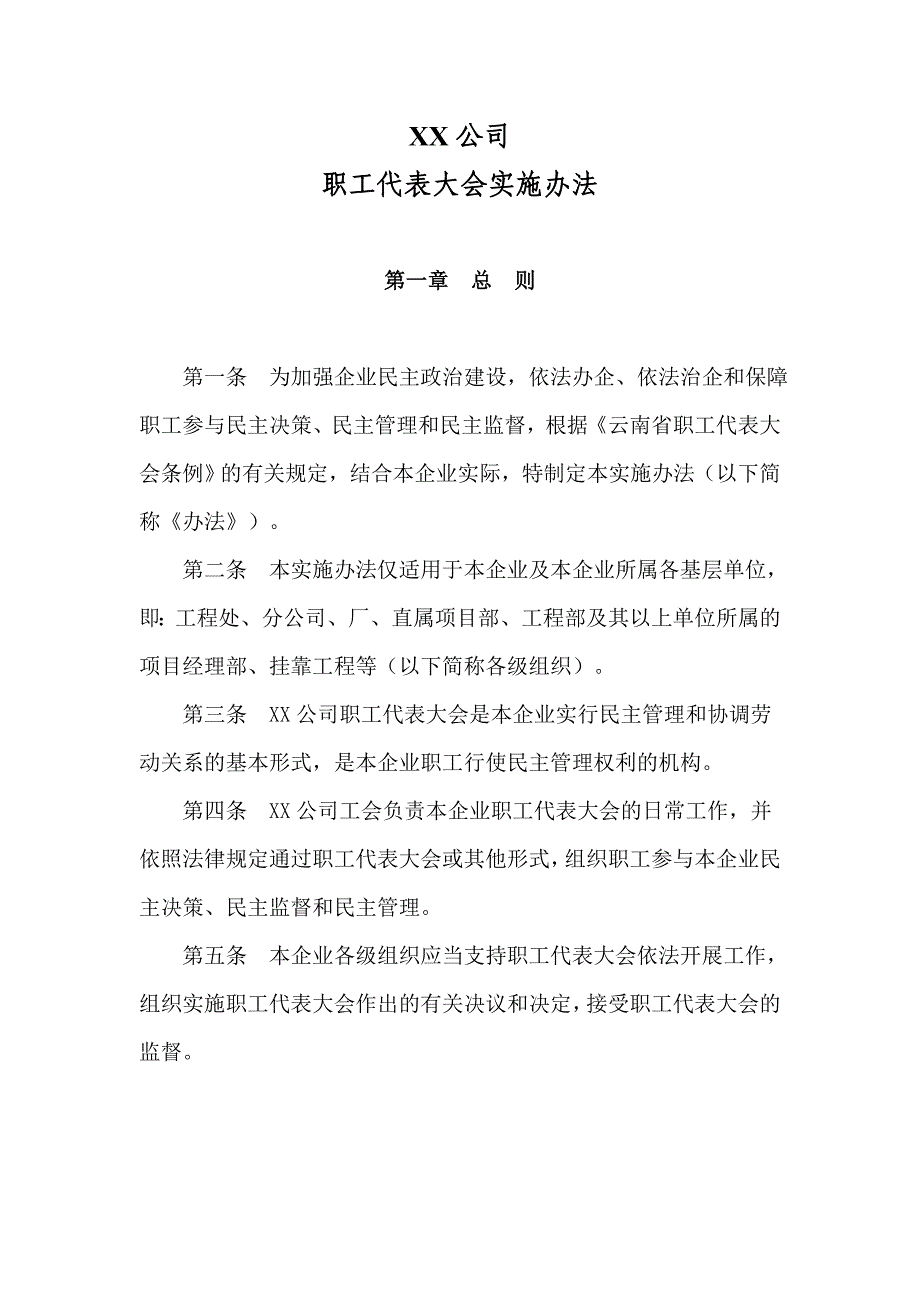 XX公司职工代表大会实施办法_第1页