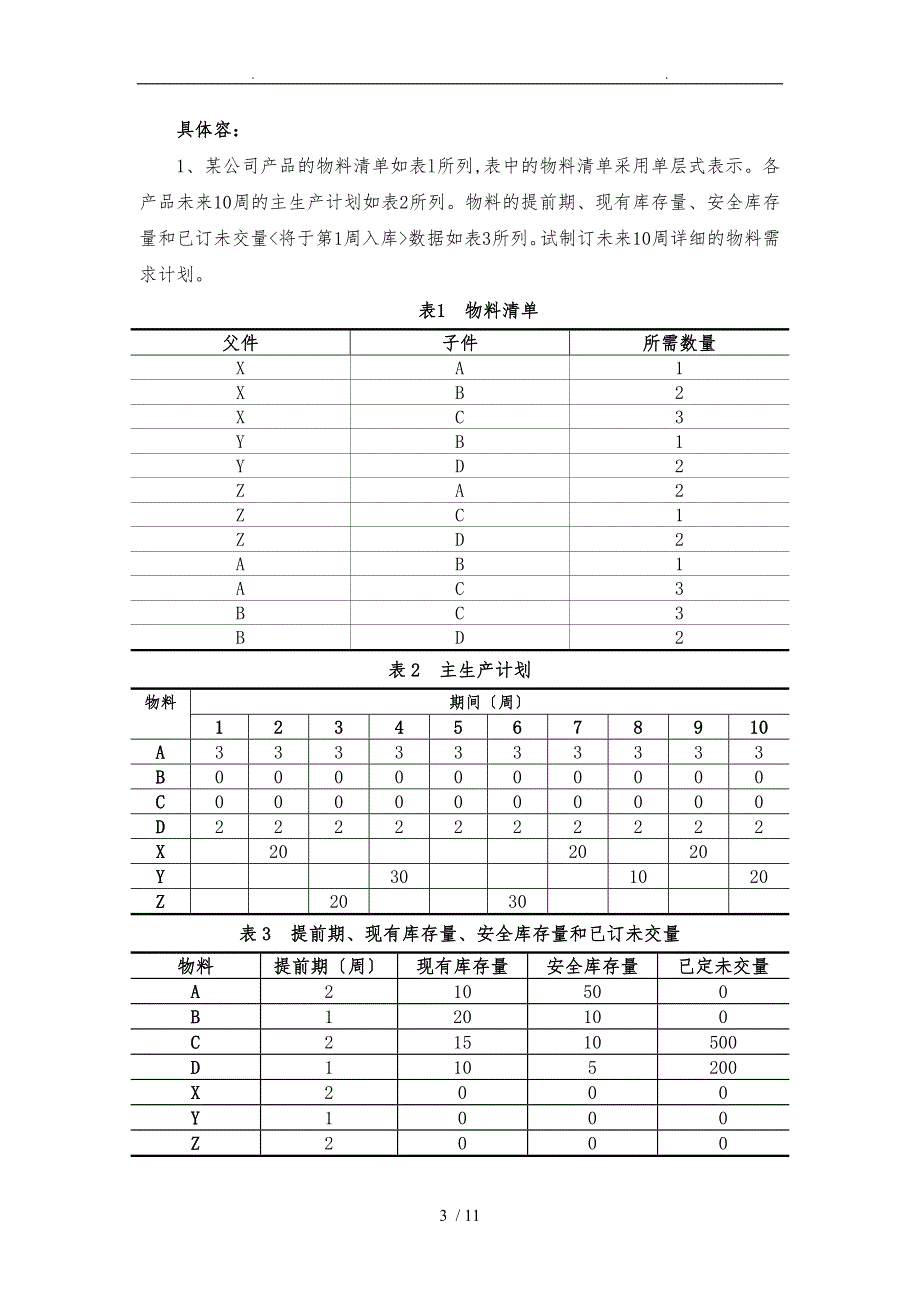 工业工程专业生产计划与控制课程设计指导书工业09级_第3页