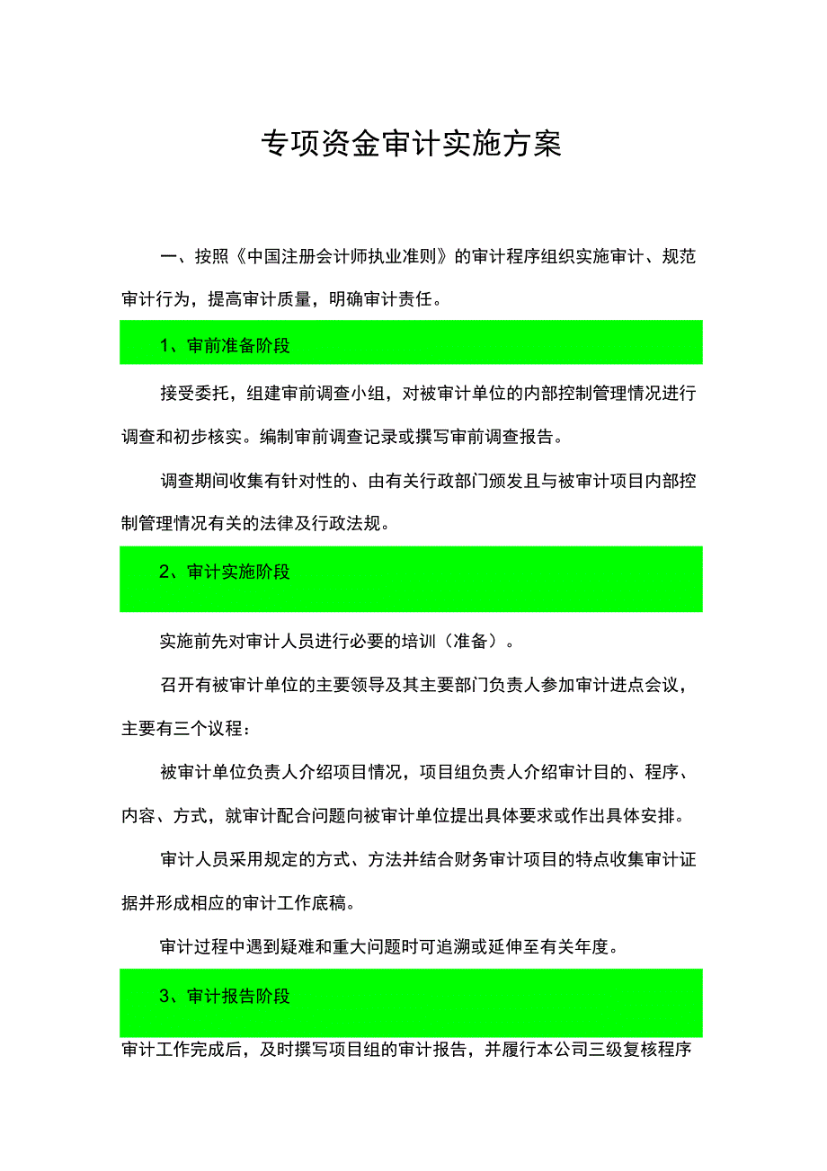 专项资金审计实施方案_第1页