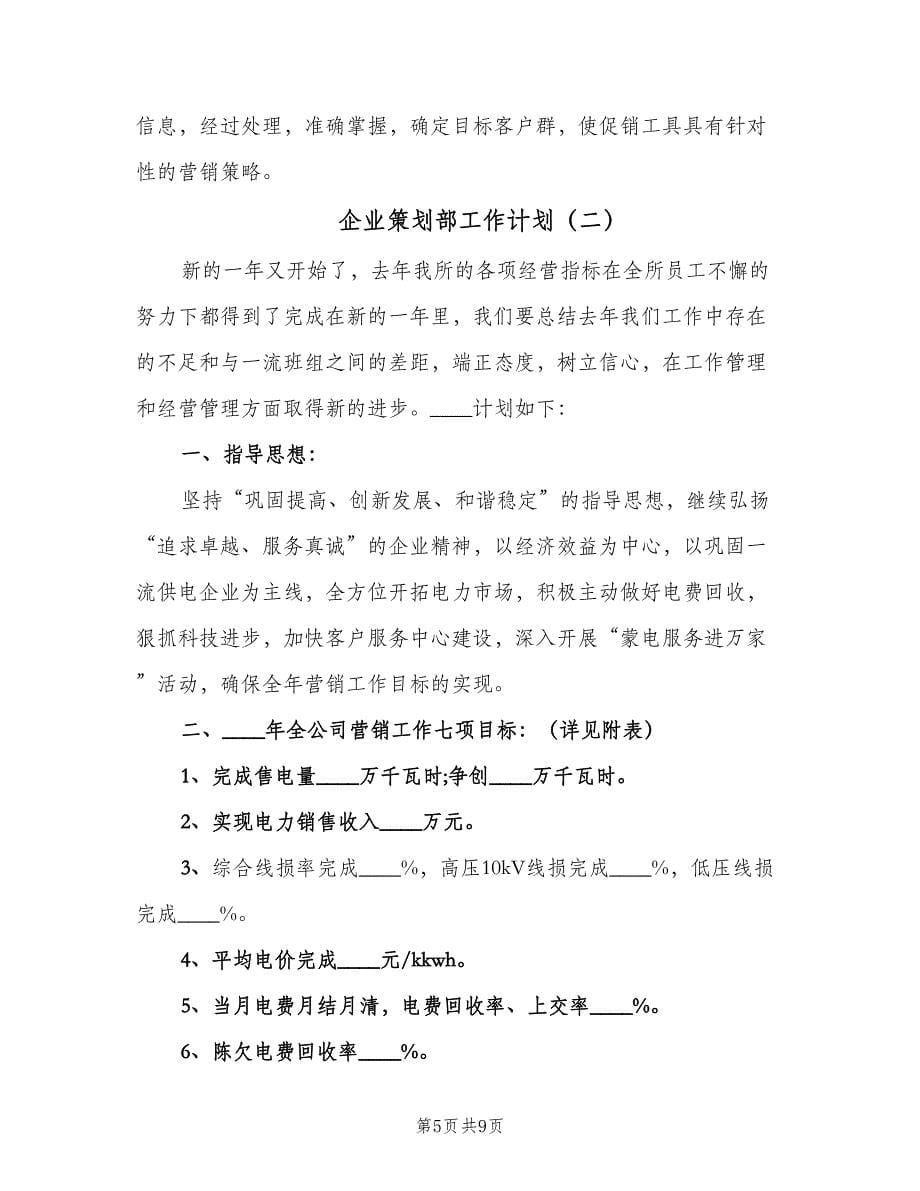 企业策划部工作计划（2篇）.doc_第5页