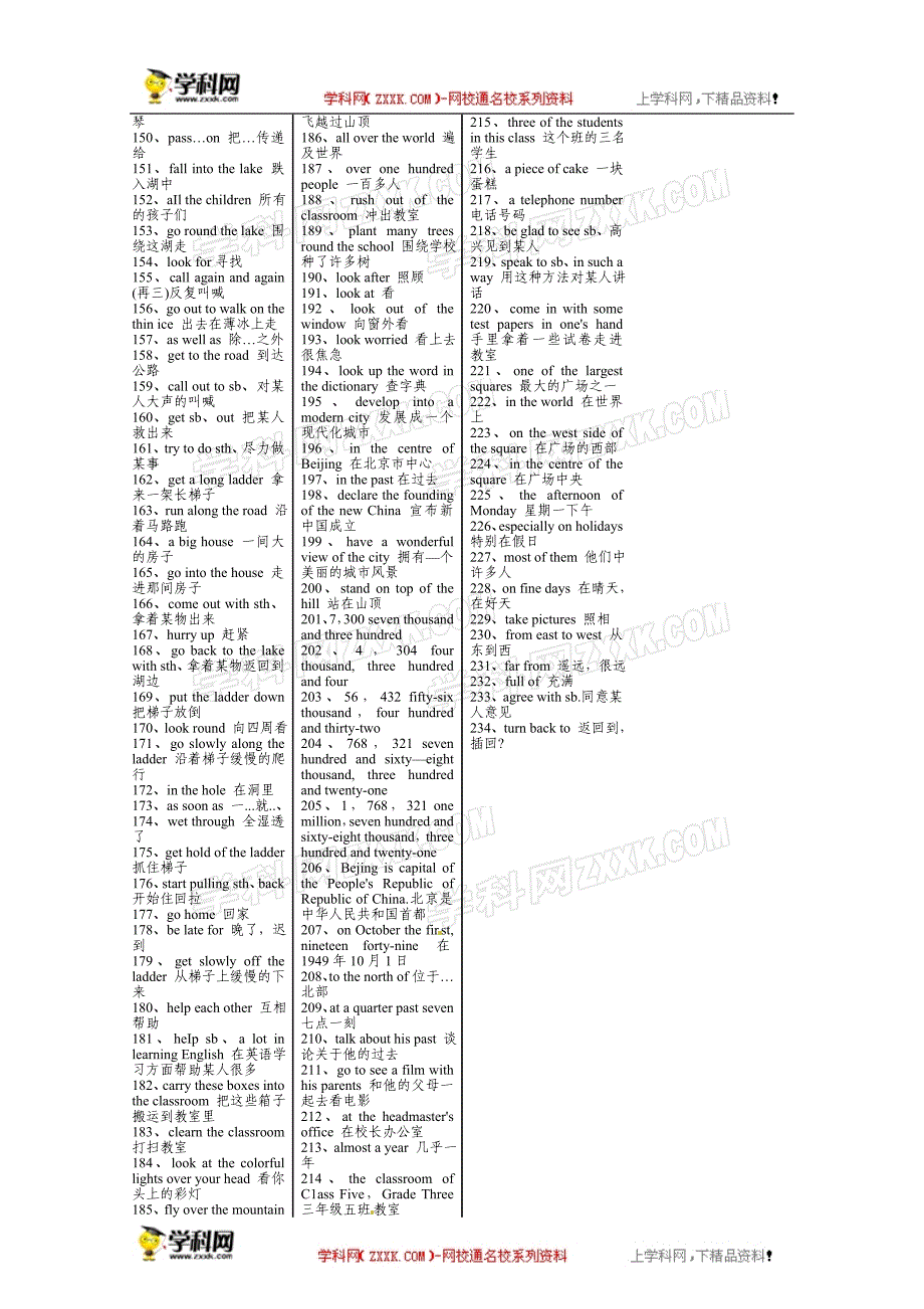 人教版初中英语词组汇总表(1-5册).doc_第4页