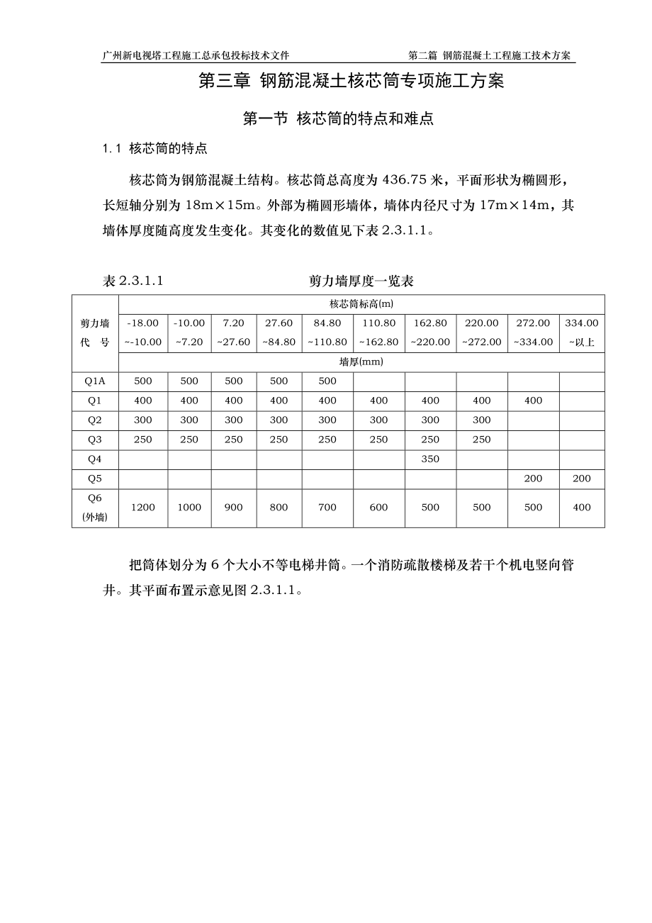 《电气施工组织设计》6钢筋混凝土核芯筒专项方案_第1页