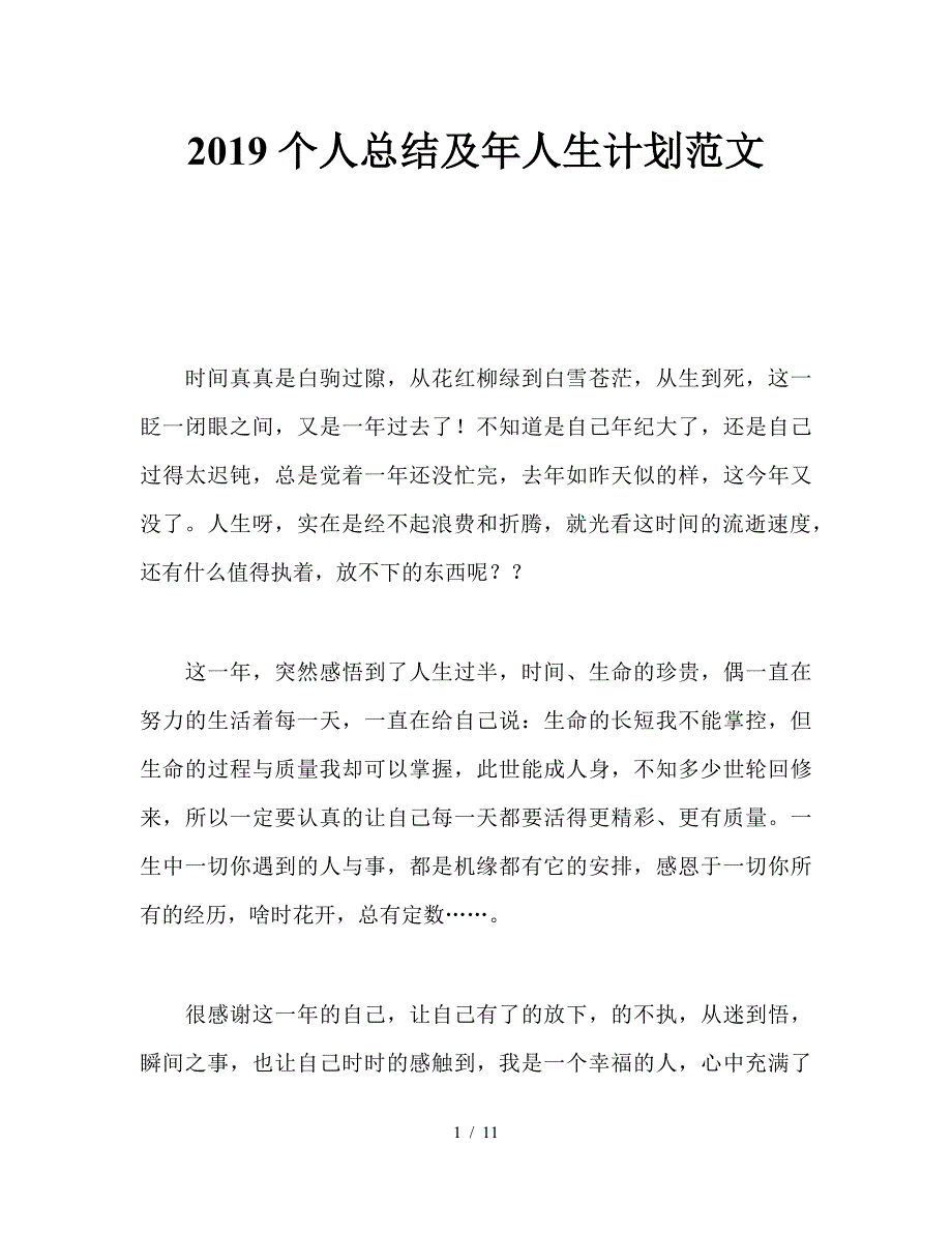 2019个人总结及年人生计划范文.doc_第1页