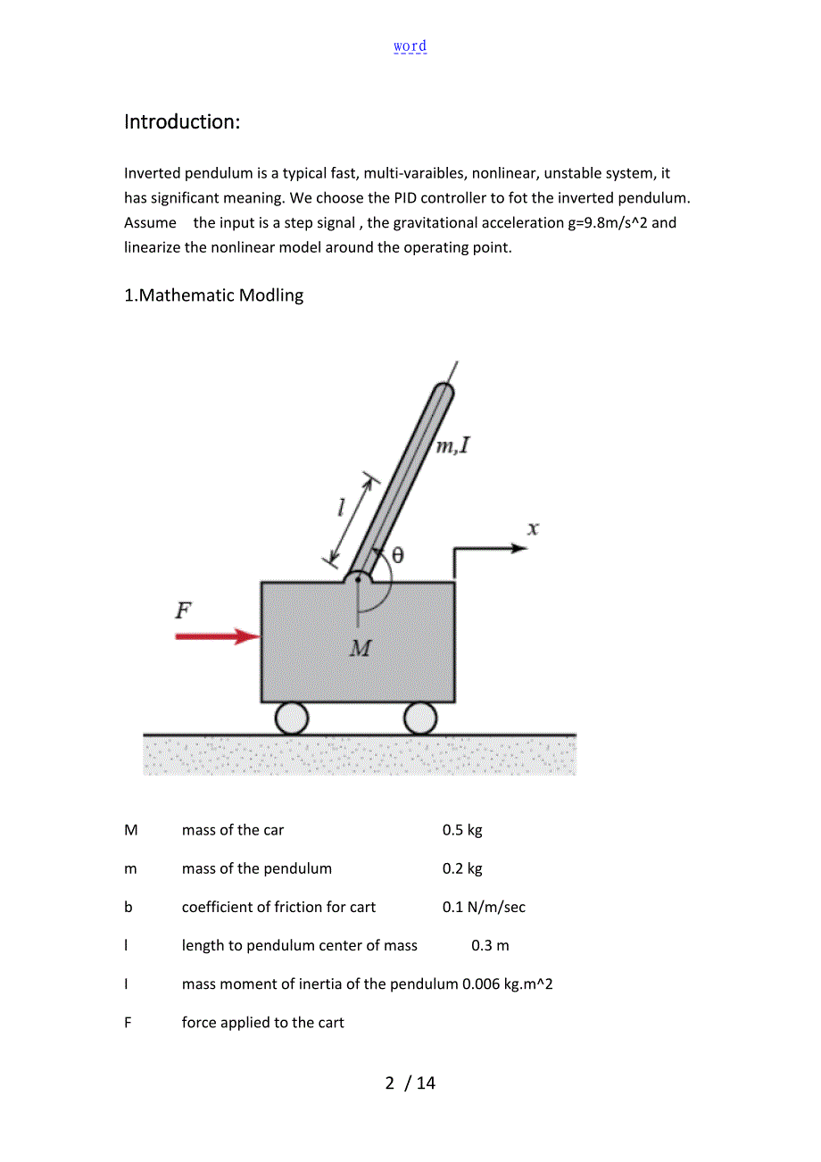 Inverted pendulum倒立摆的matlab建模_第2页