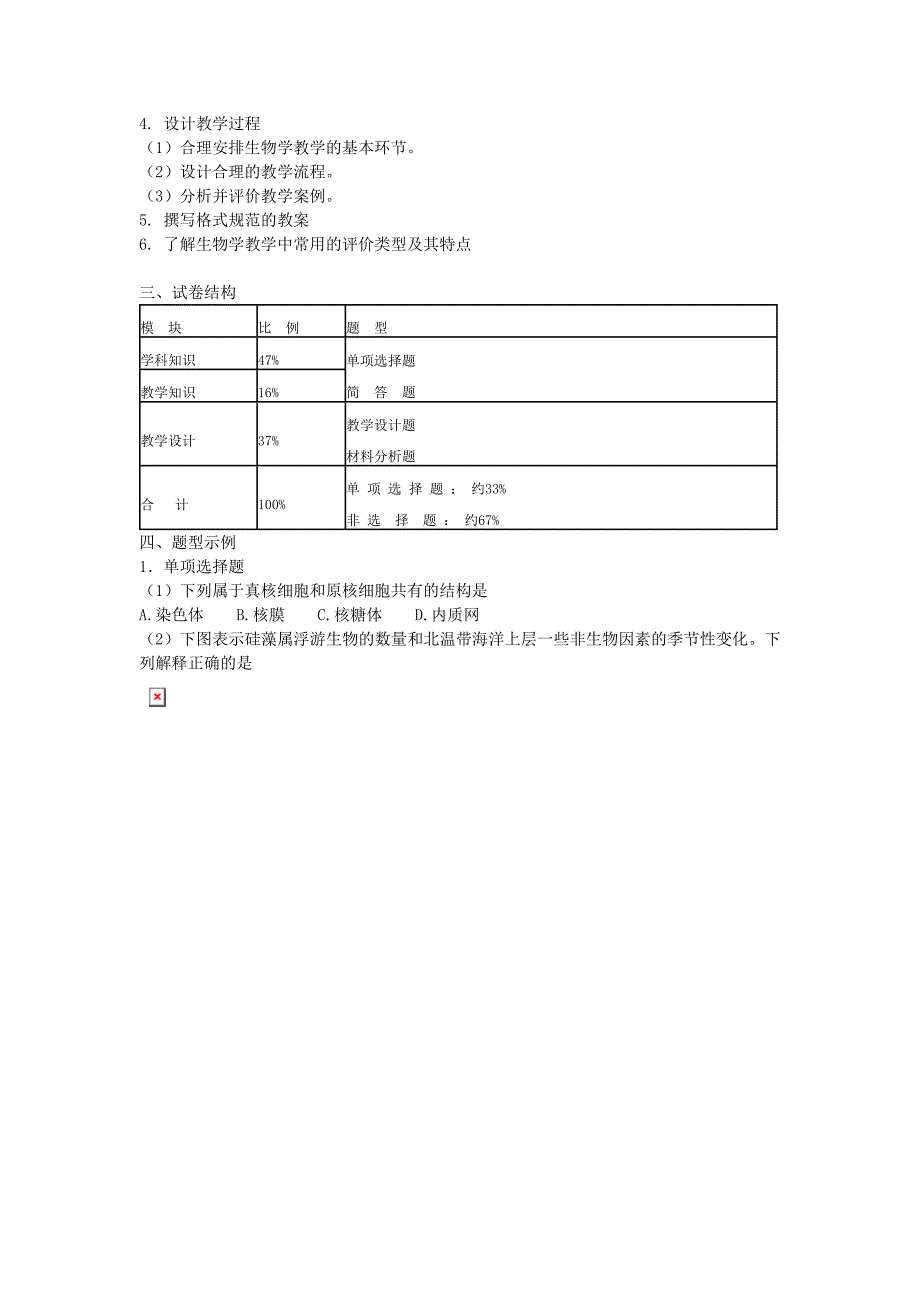 教师资格考试大纲《生物学科知识与教学能力》(_第2页