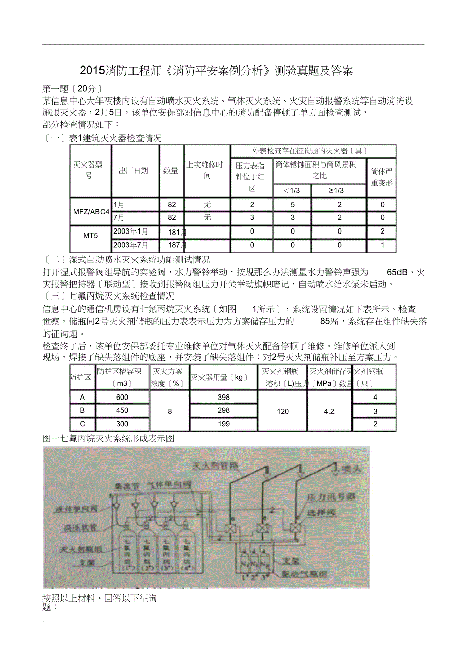 注册消防工程师案例分析真题(完整)_第1页