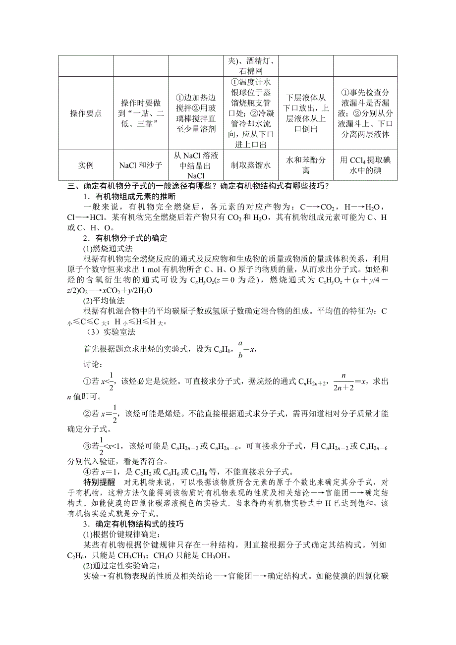 2010-2011学年高中化学 第一章 第四节 研究有机化合物的一般步骤和方法同步学案 新人教版选修5_第2页